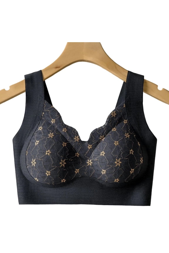 Womens Bras Deep V Bra Low Cut Push Up Bralette Seamless Comfy Smoothing Wireless Bras for Women Black M
