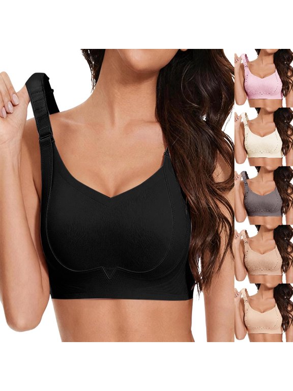 Womens Lifting Bra Push Up Full Coverage Custom Bust Shaping Bra Wireless Comfy Soft Bralettes for Seniors Size: M Black