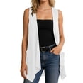 thumbnail image 1 of MDUKONU Womens Long Vests Sleeveless Draped Lightweight Open Front Cardigan Layering Vest with Side Pockets White S, 1 of 4