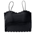 thumbnail image 1 of MDUKONU Womens Scalloped Bulit Iin Self Bra Crop Tank Tops Spaghetti Strap Sleeveless Versatile Summer Going Out Tee Shirts Size: One Size Black, 1 of 3