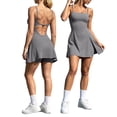 thumbnail image 1 of MDUKONU Womens Square Neck Tennis Dress with Shorts Spaghetti Strap Backless Workout Side Slit Athletic Golf Dresses Size: L Grey, 1 of 9