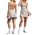 thumbnail image 1 of MDUKONU Womens Square Neck Tennis Dress with Shorts Spaghetti Strap Backless Workout Side Slit Athletic Golf Dresses Size: S Beige, 1 of 9
