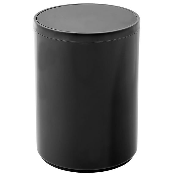 MDesign 1.7 Gallon Small Round Kitchen Plastic Trash Can with Removable Swing, Black