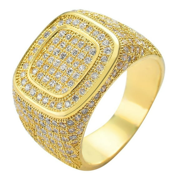 Harlembling Men's 925 Sterling Silver Ized Simulated Canary Yellow CZ Hip Hop Ring (Sizes 6-13)-730507