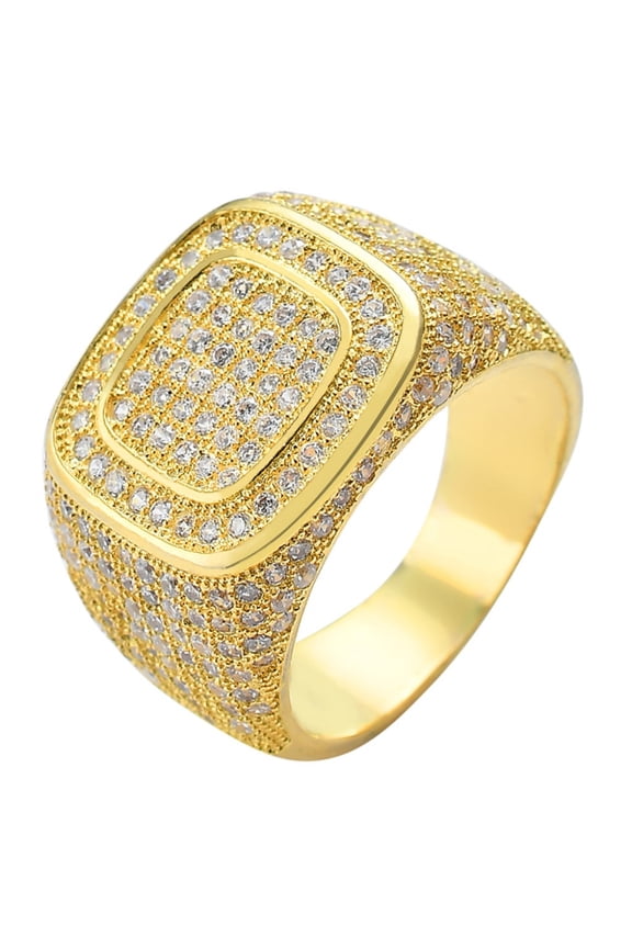 Bling Pinky Ring Simulated Diamond Iced Out Ring CZ Punky Rappers Ring Star Dollar Sign Hip Hop Ring for Men