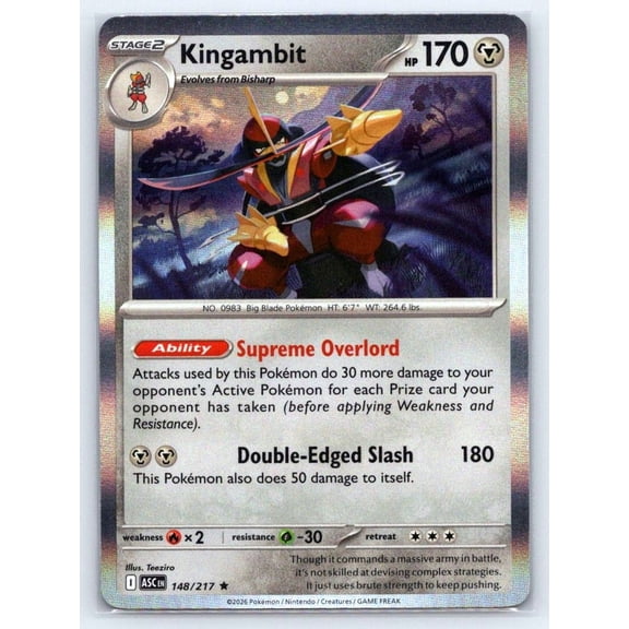 2026 Pokmon TCG ME Ascended Heroes Kingambit Holo Rare 148/217 English Card