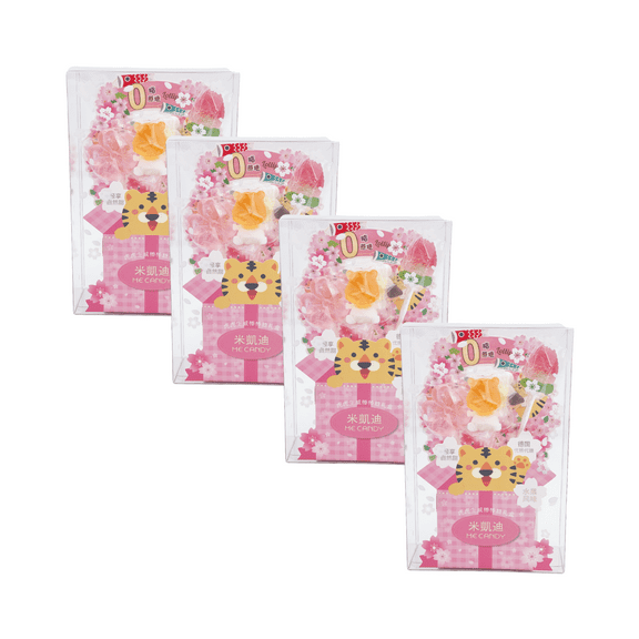 ME CANDY Chinese Zodiac Sign Tiger Gift Box | 4 Pink-Tone Color-Like Lollipops | Unique Artisan Candy for Birthdays & Party Favors (4 Boxes)