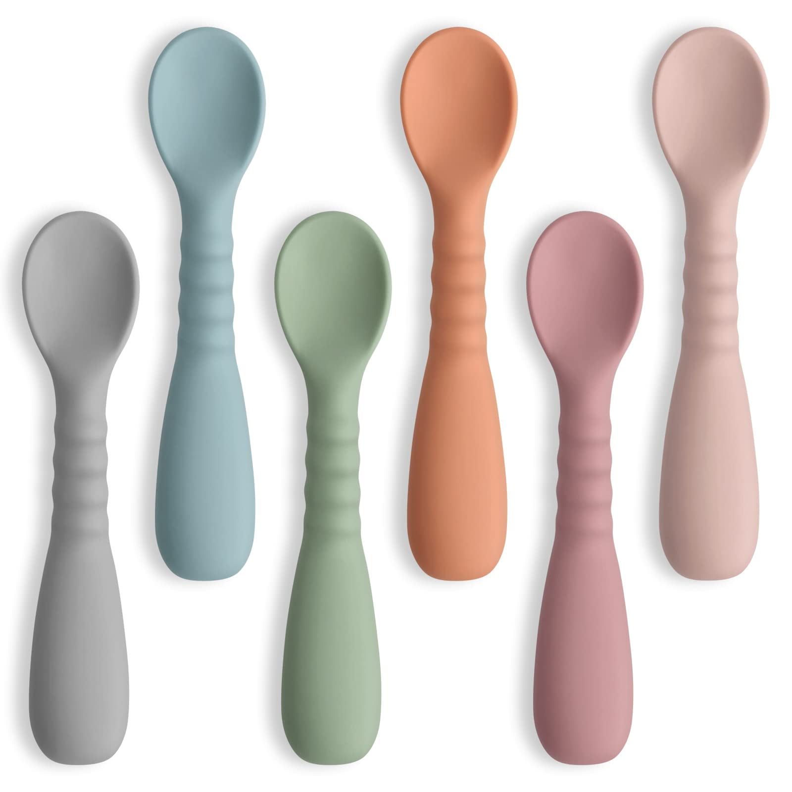 ME.FAN Silicone Baby Feeding Spoons [6 Pack] First Stage Baby Infant