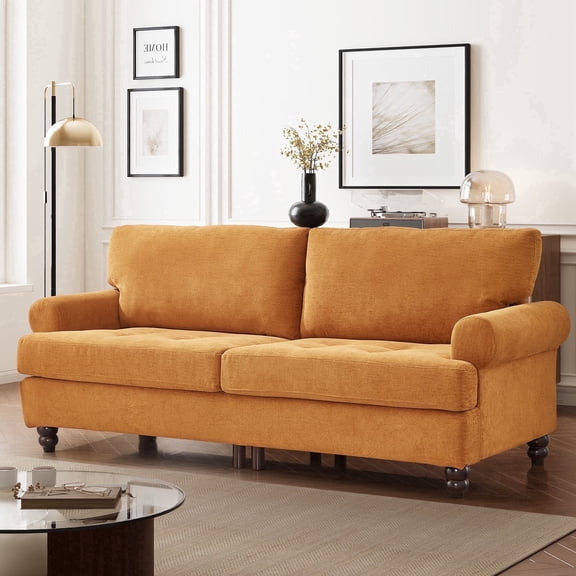 81" Storage Couch, Modern Upholstered Sofa with Hidden Storage, Ginger