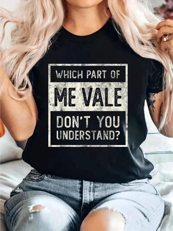 ME VALE Spanish Mexico No Me Importa Espanol Spanish Humor T-Shirt Print T-Shirt, Casual Crew Neck Short Sleeved Summer Top