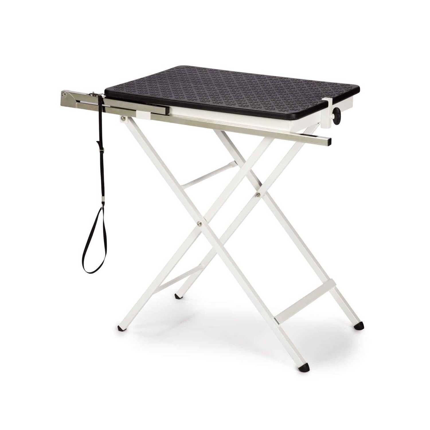 Black Steel Adjustable Pet Grooming Table with Non-Slip Top