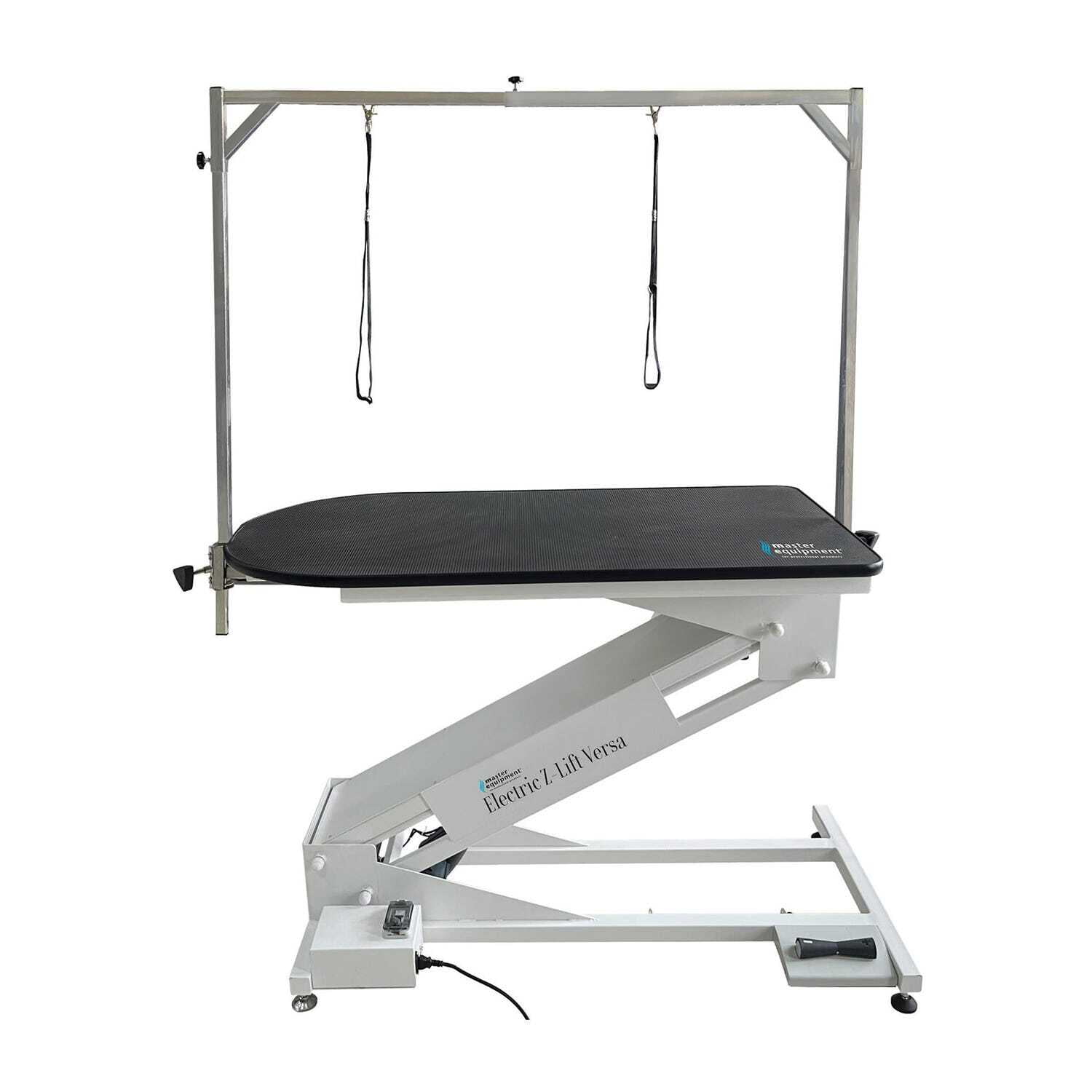 White and Black Electric Z-Lift Grooming Table with USB Ports