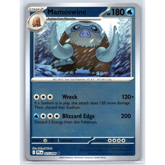 Pokmon Mamoswine ME02 Phantasmal Flames 025/094 Reverse Holo Uncommon Trading Card