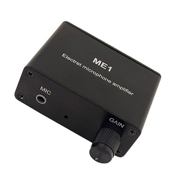 ME1 Electret Microphone Amplifier Adjustable DC5-12V Power Supply for Electret and Condenser Microphones Black