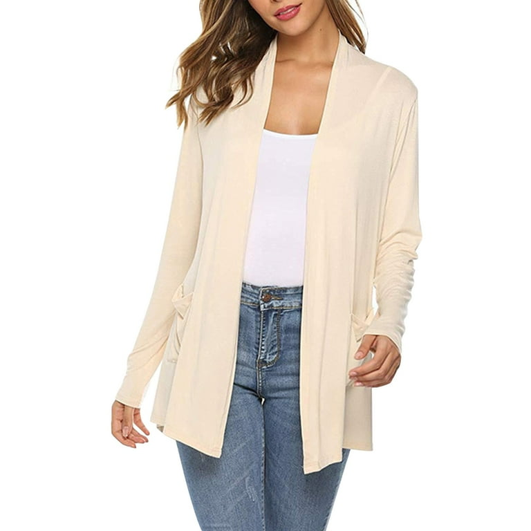MEAGAOME Thin White Cardigan For Women Oversized Womens Sweater Cowl Neck V Neck Cardigan Sweater Plus Jacket Solid Color Knitted Long Sleeve Sweater