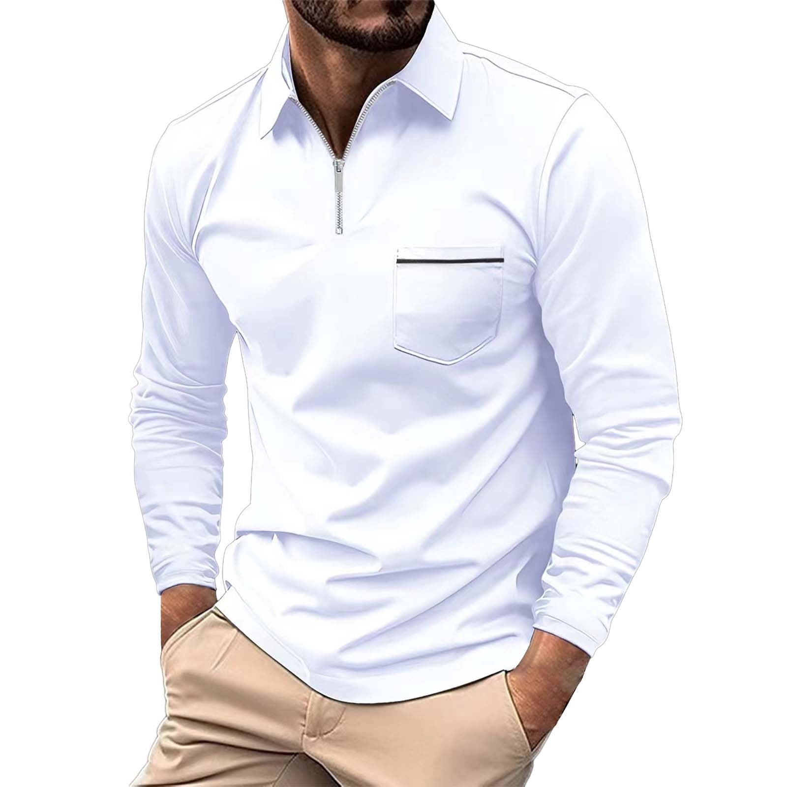 MEAGAOME White Polo Men Polo Sweater Men's Fashion Spring and Autumn