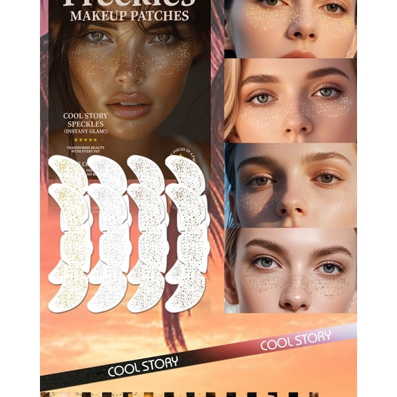 MEAKKAO Face Glitter Makeup Speckles 8Pieces Natural Long-Lasting Faux Freckles Makeup Accessories For Women