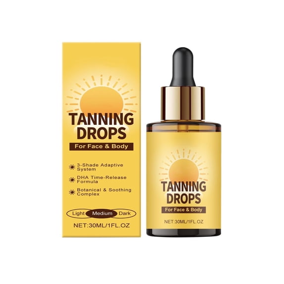 MEAKKAO Facial Self Tanning Drops Tanning Drops For Face Body Gradual Bronzing Effect Tanner For Sensitive Natural Sun-Kissed Dark Shade 30ml