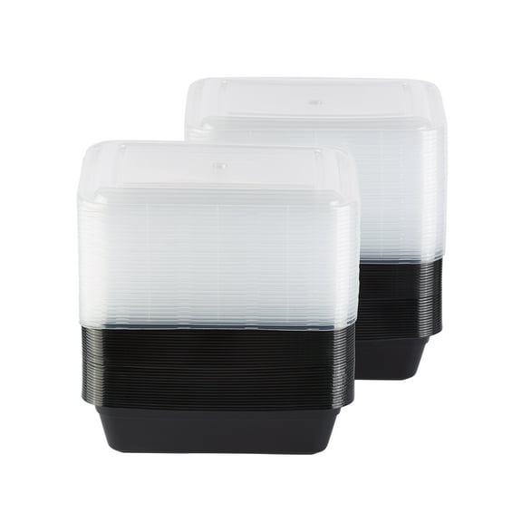 Mainstays 5 Pack 2 Compartment Meal Prep Food Storage Containers, Black