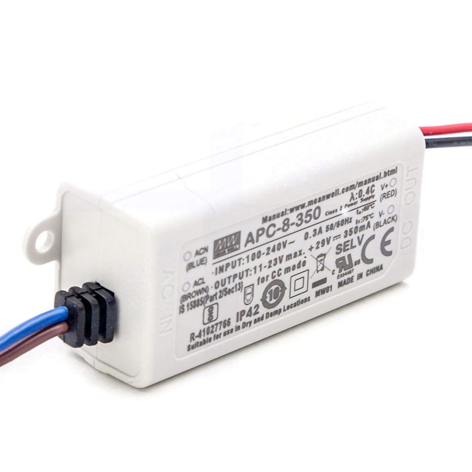 MEAN WELL APC-8-350 12V 8W Constant Current LED Driver, Compact Design ...
