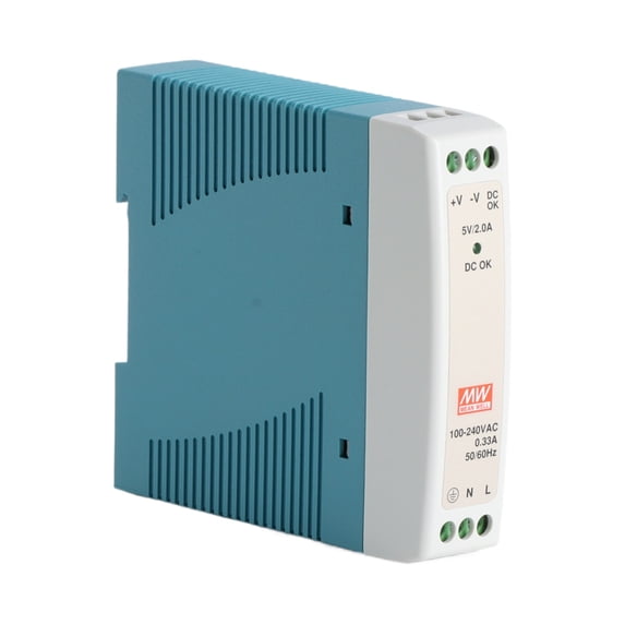 MEAN WELL MDR-10-5 10W DIN Rail Power Supply, 5V 2A Output, Compact, Industrial Applications