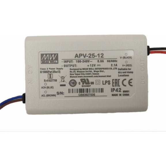 MEAN WELL MW APV-25-12 12V 2.5A 25W Single Output LED Switching Power Supply