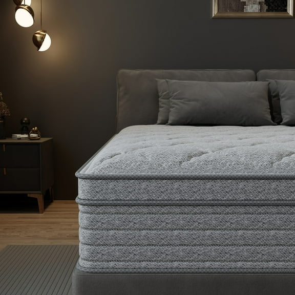 MEANDAROL Twin Mattress 12 inch,Gel Memory Foam + Innerspring,Gray Hybrid Mattress,in a Box,Medium Firmness