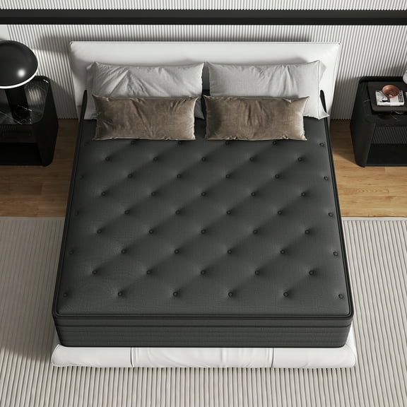 MEANDAROL Twin Size Mattress,Meandarol Cooling Airflow 10 inch Black Hybrid Mattress,Euro Top,with Gel Memory Foam and Pocket Springs,Medium Firmness,in a Box