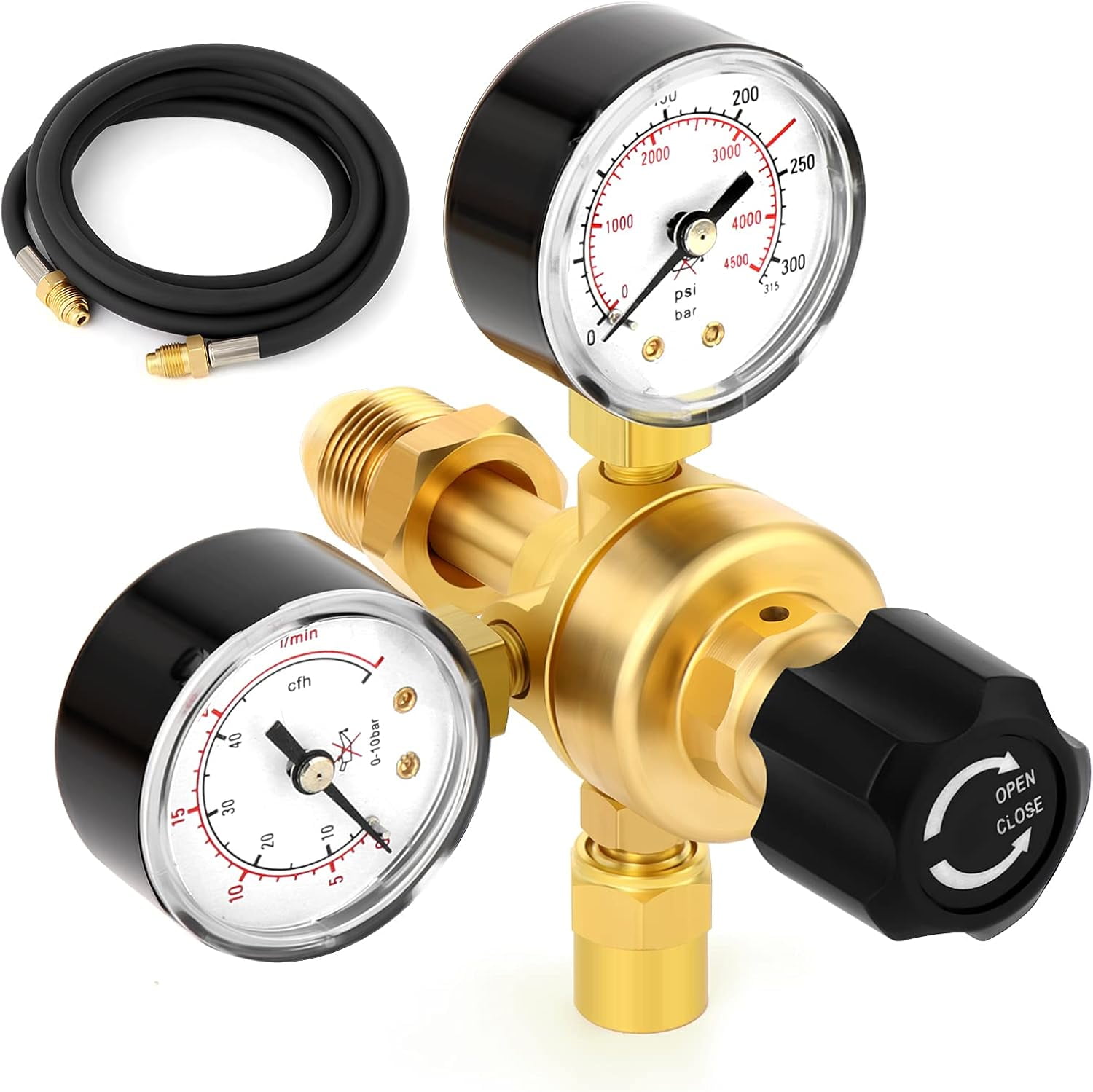 MEANLIN MEASURE Argon CO2 Regulators Gauges Gas Welding Regulator CGA580 Fitting With Miller Lincoln Mig Tig Weld With 60 Inch Hose 0-4500PSI / 0-10BAR