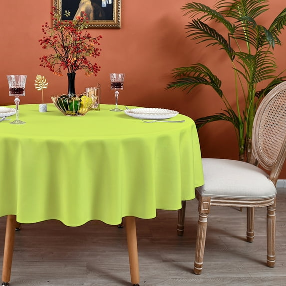 MEANMOY Apple Green 210 GSM Water & Stain Resistant Round Tablecloth, Solid 48 inch Table Cloth in Wrinkle Free Durable Washable Polyester Fabric