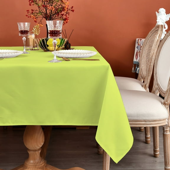 MEANMOY Apple Green 210GSM Water & Stain Resistant Rectangle Tablecloth, 52 x 70 inch Rectangular Table Cloth Wrinkle Free Washable