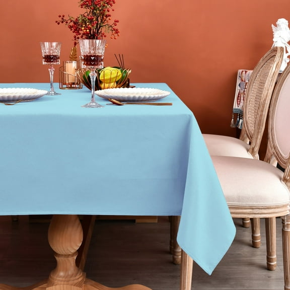MEANMOY Baby Blue 210 GSM Water & Stain Resistant Rectangle Tablecloth for 6 foot Table - Solid 60 x 102 inch Rectangular Table Cloth Wrinkle Free Washable Fabric for Wedding, Party, Banquet