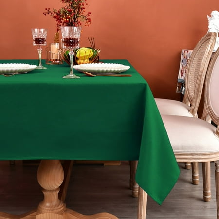MEANMOY Green 210 GSM Water & Stain Resistant Square Tablecloth - Solid 54 x 54 Inch Rectangle Table Cloth Cover in Wrinkle Free Washable Wipe Clean Polyester Fabric for Wedding, Party, Banquet