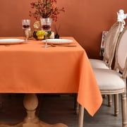 MEANMOY Orange 210 GSM Water & Stain Resistant Square Tablecloth - Solid 54 x 54 Inch Rectangle Table Cloth Cover in Wrinkle Free Washable Wipe Clean Polyester Fabric for Wedding, Party, Banquet