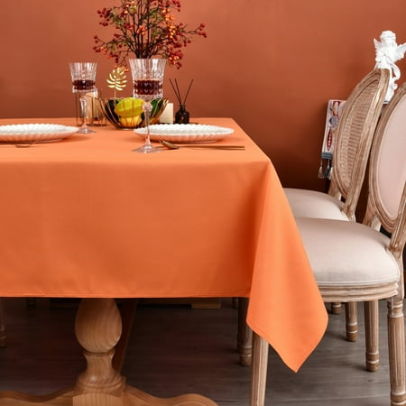 MEANMOY Orange 210 GSM Water & Stain Resistant Square Tablecloth - Solid 54 x 54 Inch Rectangle Table Cloth Cover in Wrinkle Free Washable Wipe Clean Polyester Fabric for Wedding, Party, Banquet