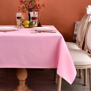 MEANMOY Pink 210 GSM Water & Stain Resistant Square Tablecloth - Solid 54 x 54 Inch Rectangle Table Cloth Cover in Wrinkle Free Washable Wipe Clean Polyester Fabric for Wedding, Party, Banquet