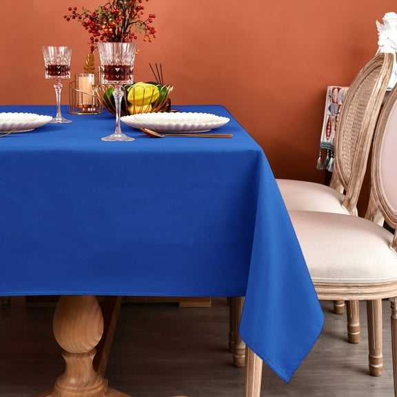 MEANMOY Royal Blue 210GSM Water & Stain Resistant Rectangle Tablecloth, 52 x 70 inch Rectangular Table Cloth Wrinkle Free Washable