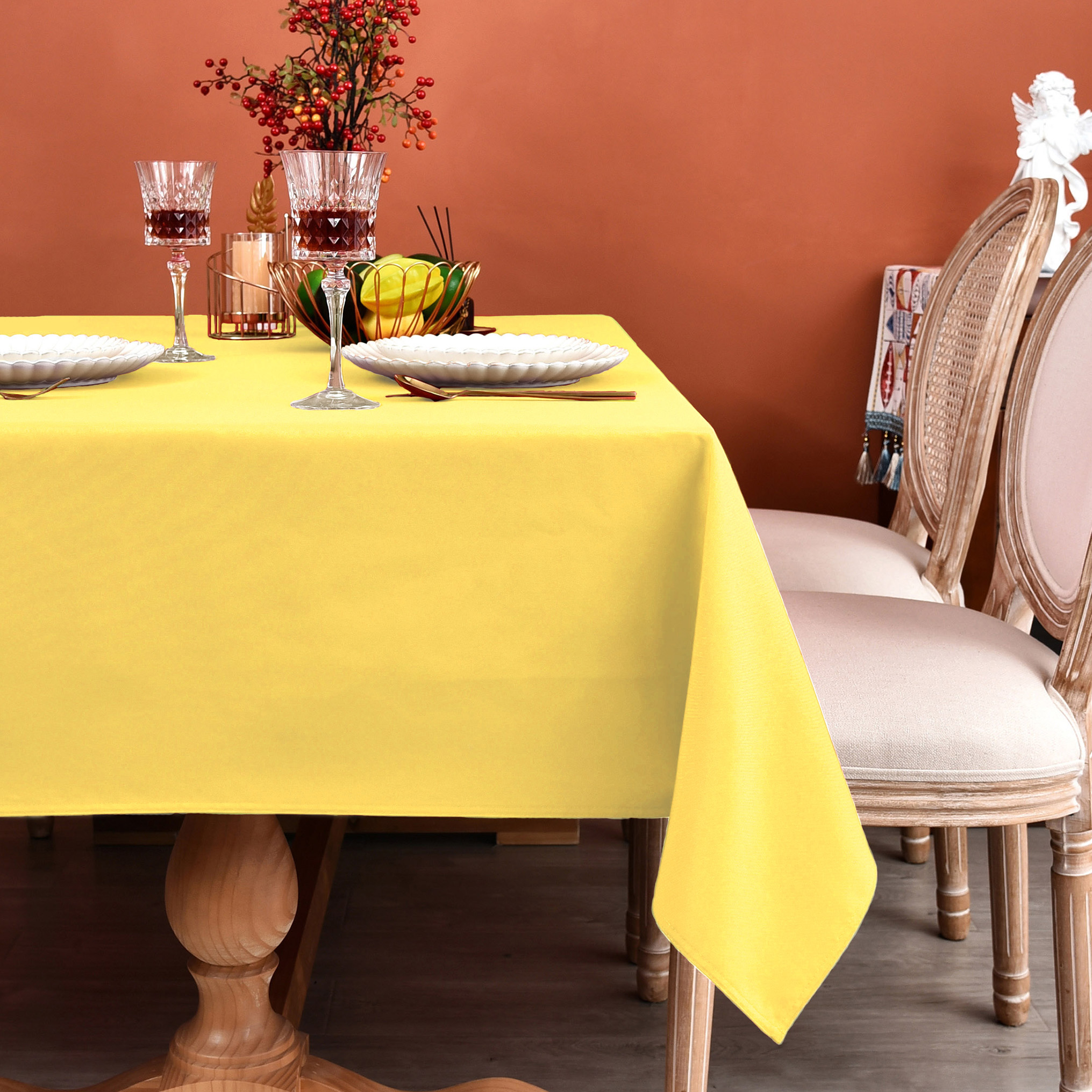 MEANMOY Yellow 210 GSM Water Stain Resistant Rectangle Tablecloth For MEANMOY Yellow 210 GSM Water Stain Resistant Rectangle Tablecloth For