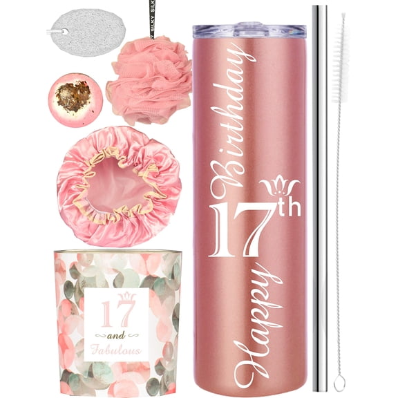MEANT2TOBE 17th Birthday Gift Set - Tumbler, Cup & Party Supplies for Girls - Celebrate the Perfect Milestone with Our Special Collection!