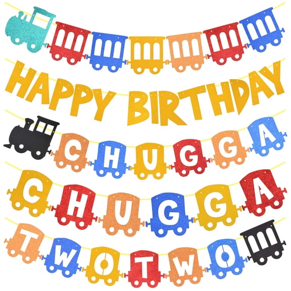 MEANT2TOBE 2nd Birthday Train Party Supplies - Chugga Chugga Two Two Train Themed Decorations for a Happy Birthday Celebration!