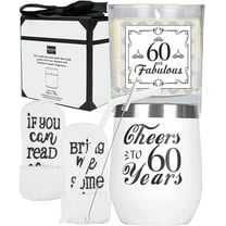 MEANT2TOBE 60th Birthday Tumbler for Women in White - Perfect Turning 60 Year Old Gift Idea with Decorations
