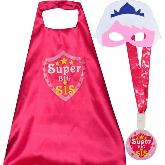 MEANT2TOBE Big Sister Superhero Cape, Sister Gift Superhero, Capes and Lanyard with Badge, Gifts for New Sister, I am a Big Sister Gifts, I'm Going to be a Big Sister, Party Supplies for Big Sister