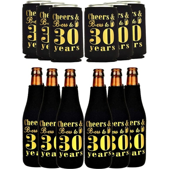 MEANT2TOBE Gold 30th Birthday Party Supplies, Decorations, Favors, and Gifts for Men with Can Coolers