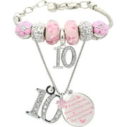 MEANT2TOBE - Meant2Be 10th Birthday Gifts & Jewelry for Girls (Light Pink, Silver)
