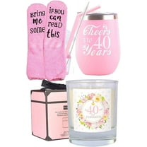 MEANT2TOBE Pink 40th Birthday Tumbler Set - Perfect Gift Idea for Her, 40 Year Old Woman, Decorations and Happy Birthday Gifts Included