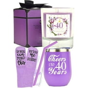 MEANT2TOBE Purple 40th Birthday Gifts for Women - Tumbler, Decorations & Ideas for Turning 40 - Perfect Gift for 40 Year Old Woman