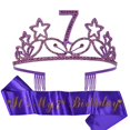 thumbnail image 1 of MEANT2TOBE Purple Princess Party Set - Glitter Sash + Rhinestone Tiara for 7th Birthday Girls, Premium Metal Gift for Fabulous Celebrations, 1 of 10