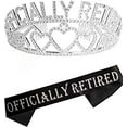 thumbnail image 1 of MEANT2TOBE Silver Retirement Party Sash and Crown Set for Women - Fabulous Glitter Sash + Premium Rhinestone Tiara - Perfect Christmas Gift, 1 of 7