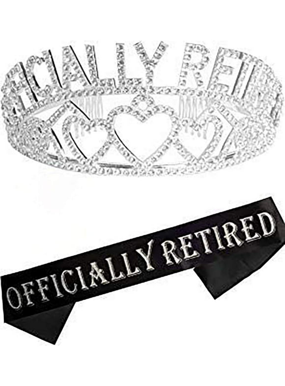 MEANT2TOBE Silver Retirement Party Sash and Crown Set for Women - Fabulous Glitter Sash + Premium Rhinestone Tiara - Perfect Christmas Gift