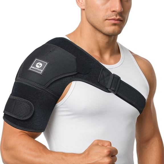MEANTAUS Shoulder Brace for Pain Relief - Rotator Cuff Compression Sleeve, Adjustable Stabilizer for Men & Women, Sports/Injury Recovery, Left & Right Arm (Black, S)